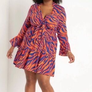 Eloquii tiger striped tie front dress sz 22